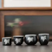 協貿國際日用品生活2館 上安堂黑陶斗笠杯 陶瓷小茶杯功夫茶具個人杯單杯簡約主人杯茶盞