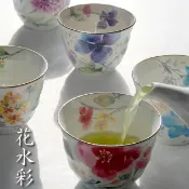 76尚宏 日本製 和藍 美濃燒 花水彩 茶具組