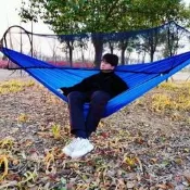 【可開統編】210T尼絲紡布（俗稱降落傘布）速開防蚊撐杆蚊帳吊床旅遊休閒娛樂
