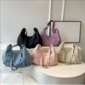 韓版 大容量半月包 日系牛角包 尼龍布通勤包 弧形餃子包 高質感 斜跨包 側背包 輕量托特包 單肩包 旅行包 百搭牛角包