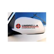 (店+)逸品汽車百貨 生化危機 UMBRELLA 保護傘 後視鏡貼紙 照後鏡貼紙 一對裝 反光 防水