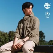 Timberland官方旗艦 男款灰綠色連帽防曬外套|A2QV7590