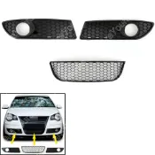 福斯 VW Polo 9N3 GTI 2005-2009專用前保桿霧燈框左右＋下進氣網組合