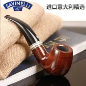 進口意大利SAVINELLI沙芬石楠木煙斗老式手工菸絲鬥少女噴泉彎式