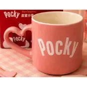 Pocky百奇紅色粉色愛心把手甜蜜午茶杯顏色隨機出貨