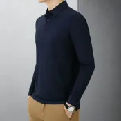 (店+)長袖polo衫男男生休閒保暖防風修身運動透氣打底衫長袖上衣高爾夫球衫工作衫男士男款寬鬆爸爸重磅內搭長版厚磅中年翻領發熱衣polo衫長袖t恤男裝