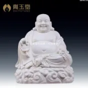 【免運】陶瓷擺件坐云彌勒德化白瓷佛像供奉客廳家用大肚彌勒佛笑佛東方居家生活館