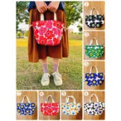 🎉（現貨）marimekko款  花朵 手提包  便當袋 束口 防潑水 防水布 unikko 北歐風