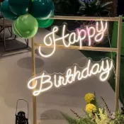 🔥臺灣出貨🔥室內生日快樂led燈happybirthday發光字母燈牌派對裝飾霓虹燈定製【春風花藝花房】