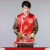 【現貨XXL秒出】紅色織錦緞男士背心 中式唐裝鋪棉馬甲 喜慶保暖上衣 千喜圓｜水水女人國
