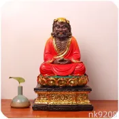達摩祖師神像16吋樹脂家用供奉鍍金紫色紅衣金剛台達摩桌面擺件 特賣Z
