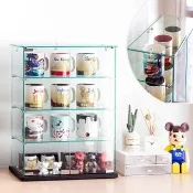 【宅貨】艾迪四層玻璃桌上型展示櫃(五面全透玻璃 公仔櫃 模型櫃 展示櫃 台灣製)