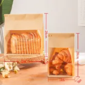 吐司袋 生吐司袋 捲邊鐵絲封口 450g  生吐司 鮮吐司 開窗紙袋 土司袋子 牛皮紙袋 餐包袋 法國麵包袋