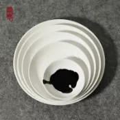 協貿國際日用品生活11館 陶瓷墨碟國畫調色盤小碟子國畫瓷碟文房四寶盛墨墨水碟墨盤初學者國畫陶瓷調色盤墨蝶書法國畫白瓷碟清倉4寸