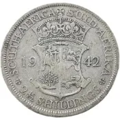 【小可熱銷】#1喬治六世 英屬 南非1942年2.5先令銀幣32.3mm 14.1