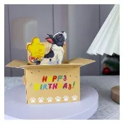 【Paper Play】生日卡片-3D立體可愛放屁小狗彈出式創意卡片 祝福卡 生日卡片(生日卡片 3D卡片 立體卡片)