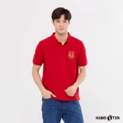 【Hang Ten】男裝-新年新氣象-篆刻刺繡短袖POLO衫(洋紅)