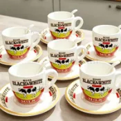 💥高雄出貨 黑白淡奶杯碟香港版 港式茶餐廳奶茶杯咖啡杯套220ml馬克杯陶瓷杯