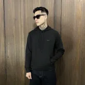 美國百分百【全新真品】HUGO BOSS 連帽上衣 棉質 休閒 男款 logo 長袖 黑色 DI59