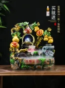 協貿國際日用品生活6館 葫蘆流水擺件送禮物五福開業禮品創意田園樹脂裝飾品石磨循環水車