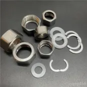電子配件💯304不鏽鋼波紋管螺帽4分6分1寸螺母接頭熱水器進水軟管螺絲帽配件