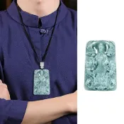 (店+)【EMMA SUE】項鍊 神龍 玉佩 保平安 避邪擋煞 護身符 觀音像 飾品 男生項鍊  項鍊 觀音 藍水 佛像 吊墜 冰種