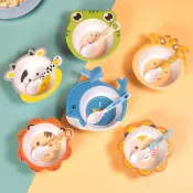 天然環保竹纖維餐具 兒童卡通碗 動物造型碗 可愛寶寶飯碗 創意防摔兒童碗 輔食碗