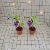 辦公室盆栽禮物 鉤針編織毛線葡萄花朵 葡萄盆栽擺件 禮物 桌面盆栽