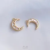Ala----粘天然母貝14K包金貝殼日月星辰宇宙星球月亮吊墜diy手鏈項鏈掛件