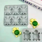 6連烏龜造型 硅膠模具 果凍 巧克力 布丁烘焙 冰塊滴膠磨具 龜苓膏模具 皂模 冰塊模具 鏚風馬芬杯 皮凍捏捏模具