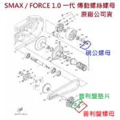 山葉 原廠 SMAX 155 FORCE 1.0 一代 普利盤螺母 碗公螺母 螺姆 螺帽 螺母 前組螺帽 後組螺帽 公司