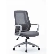 【YOKA 佑客家具】Q3 中背辦公網椅-灰白-免組裝(辦公椅 主管椅 電腦椅)