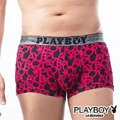 PLAYBOY 兔頭LOGO針織印花合身四角褲平口褲-單件-紅