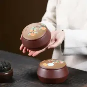 全球選品1館 生活百貨 宜興紫砂柿柿如意茶葉罐儲茶罐防潮密封罐普洱醒茶罐小號可攜式茶倉