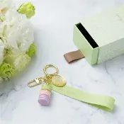 My Oil買好油 日本東京銀座限定LADUREE 湖水綠長緞帶tiffany藍三顆馬卡龍金牌LOGO鑰匙圈2024限量版