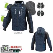 傳璽騎士部品 【KOMINE JK-112】夏季休閒連帽防摔衣｜另有女款｜情侶裝｜黑藍線條配色｜3D立體剪裁｜透氣布料