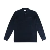 BURBERRY刺繡B字方框LOGO設計純棉長袖POLO衫(男款/海軍藍)