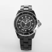 二手品 CHANEL 香奈兒 H1626 黑色時鑽 J12 自動上鍊 38MM (含2011年保卡及原廠盒子)