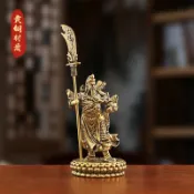 黃銅立刀關公關聖帝君騎馬關公擺飾工藝品客廳銅武財神關公像供奉神像玄關擺飾銅器藝品