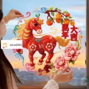🔥臺灣出貨🔥Alice🎀新年窗花玻璃門貼紙春節過年櫥窗靜電貼2026新款馬年氛圍佈置裝飾