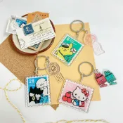 【漫遊台灣XSanrio三麗鷗】鑰匙圈 壓克力 吊飾 郵票 台灣郵局 HELLO KITTY/布丁狗/酷企鵝