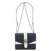 【Michael Kors】GREENWICH高雅金屬鍊帶上掀肩背/斜背包35S5SGRC1B(藍)