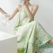 【K.W.】韓國空運輕棉麻蕾絲柔紗高品質免穿搭洋裝(小香風/輕量涼感/洋裝/休閒/日系/通勤/渡假)