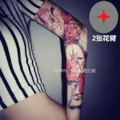 【滿300免郵】里澳協~二合一光明會眼睛玫瑰+狼女刺青眼睛防水花臂紋身貼