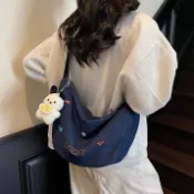 斜背包女 腋下包 水餃包 餃子包 月牙包 側背包 肩背包 斜挎包 大容量包包 牛仔包包女帆布包文藝通懃餃子包單肩託特包女