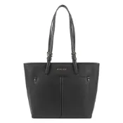 【BreezeOnline 微風精品線上】Michael Kors Jet Set 金字粒紋皮革雙口袋肩背包/托特包(黑色)