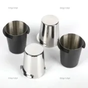 接粉杯 不銹鋼咖啡聞香杯磨豆機接粉器意式咖啡機無底手柄不銹鋼