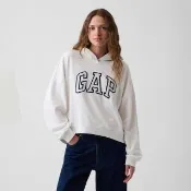 【GAP】寬鬆Gap Logo法式毛圈布連帽T-米白(911052)
