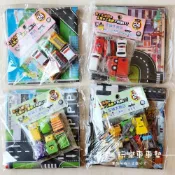 (店+)『迷你迴力小汽車6入/送玩具車地墊』迴力車 小汽車 遊戲地墊 玩具車 道路地圖 小車車 道路場景 停車場場景 遊戲地墊