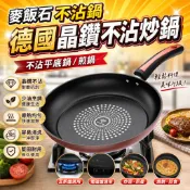 麥飯石不粘鍋 德國晶鑽不沾炒鍋 平底鍋 煎鍋 電磁爐通用 瓦斯爐適用 廚房鍋具 炒菜鍋 烙餅鍋 煎蛋鍋 煮食鍋具